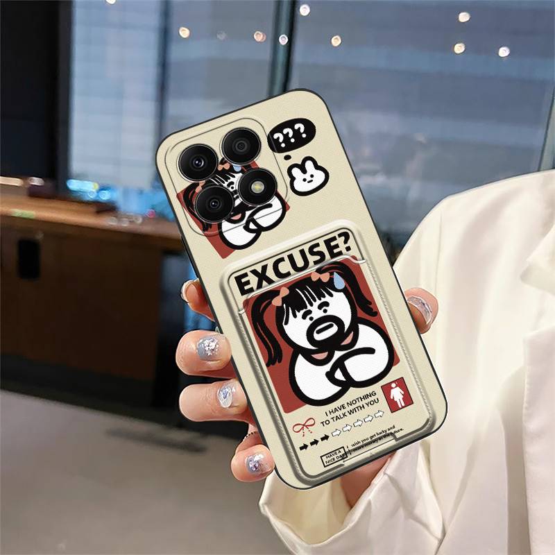 Shockproof Cartoon Phone Case For Honor X8a 4G Soft Case Cover Card Slot Silicone Protective Full Wrap Cute Back Cover