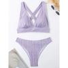 2025 Gerüschtes Knitter-Bikini Damen Bademode Weiblicher Badeanzug Zweiteiliges Bikini-Set Hoch geschnitten Badeanzug Schwimm-Strandbekleidung Dame