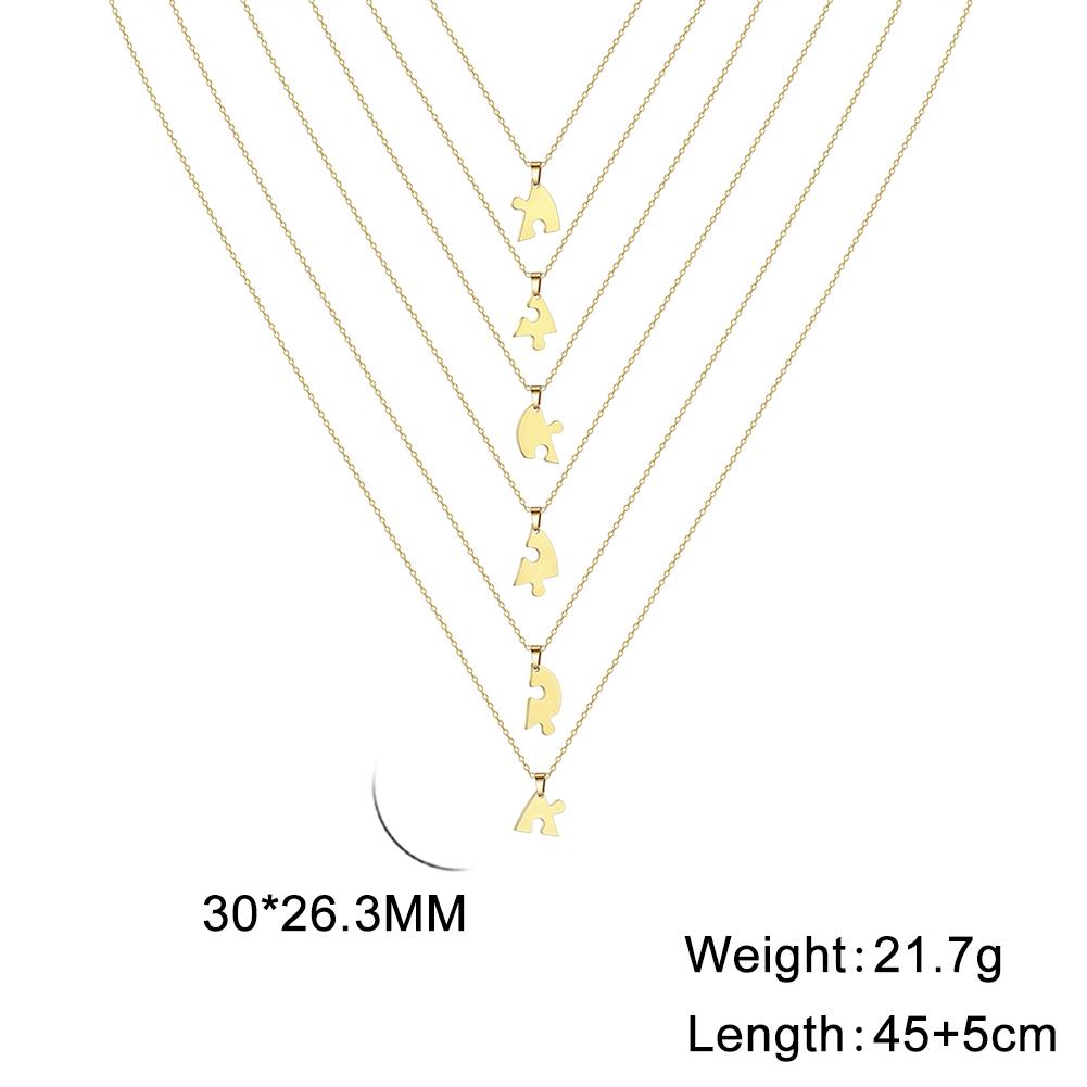 Lemegeton Customized Name Heart Puzzle Necklace 2-6Pcs Stainless Steel Jewelry Family Name Love Pendant Friendship New Year Gift