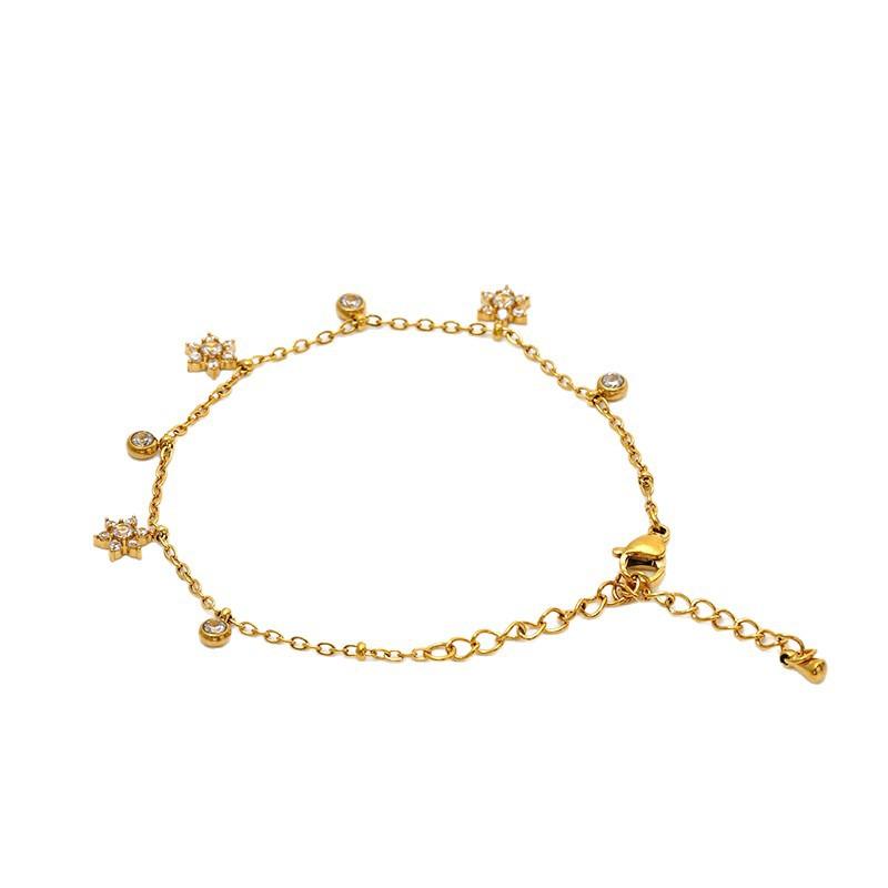 Trendy Bracelet Women's 18K Gold Plated Stainless Steel Fashion Star Moon Light-Luxury Minimalist