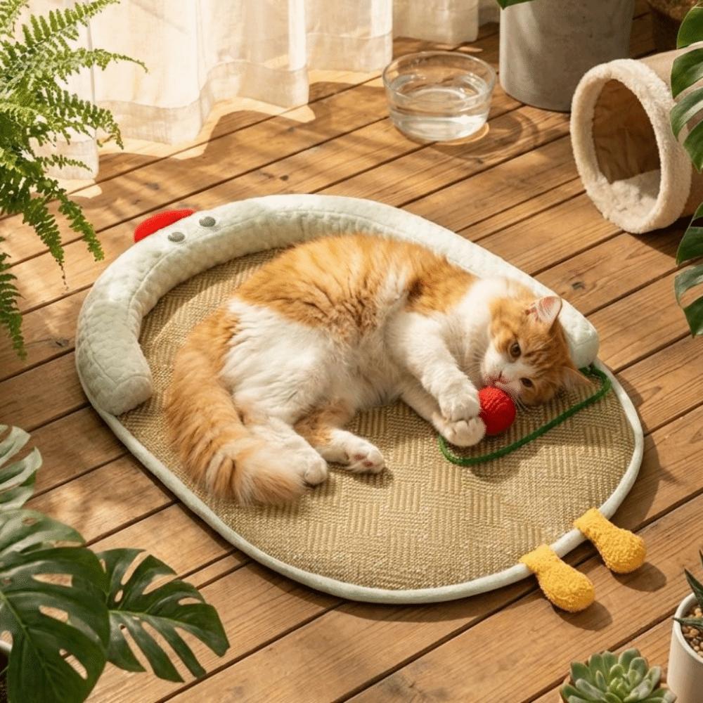 Neck Support Pet Cooling Mat Anti-slip Puppy Kennel Cartoon Pet Nest Mat Household
