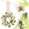 Small Easter Egg Wreath for Front Door Artificial Spring Colorful Eggs Wreath Farmhouse Hanging Kitchen Cabinet Wreath with Ribbon