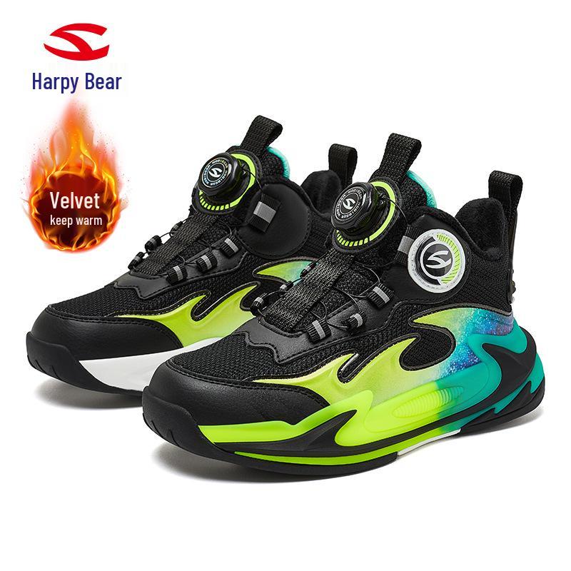 

Habi Bear Boys Winter Fleece-Lined Lightweight Cotton Sports Shoes 35 чорний/зелений