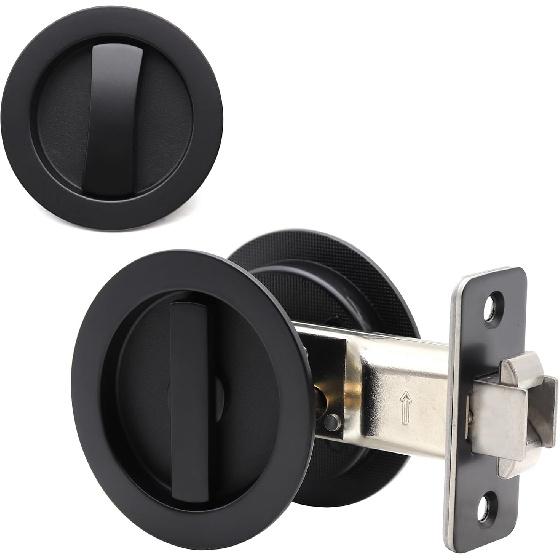

Dontay Pocket Door Passage Lock, Double Sided Rotation, Privacy (Bed/Bath) Latch, Flush, Large Locking Lever, Hardware for 1 3/8” to 2 3/16” 1