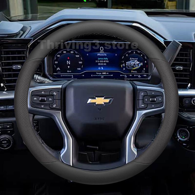 Leather Car Steering Wheel Cover For Chevrolet Silverado 2500HD ZRZ 3500HD LTZ 2012- 2024 Auto Steering Wheel Accessories