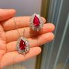 Jewelry Supply Jewelry Set Simulation Red Corundum Pendant 8 * 14 Ring 8 * 14