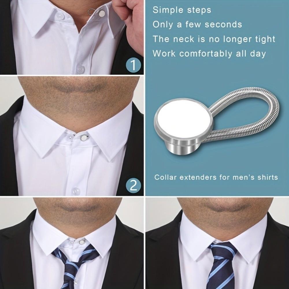 10pcs 10Pcs Set Collar Extenders Elastic Loop Dress Shirt Clips Shirt Cuff Button Flex Office Work