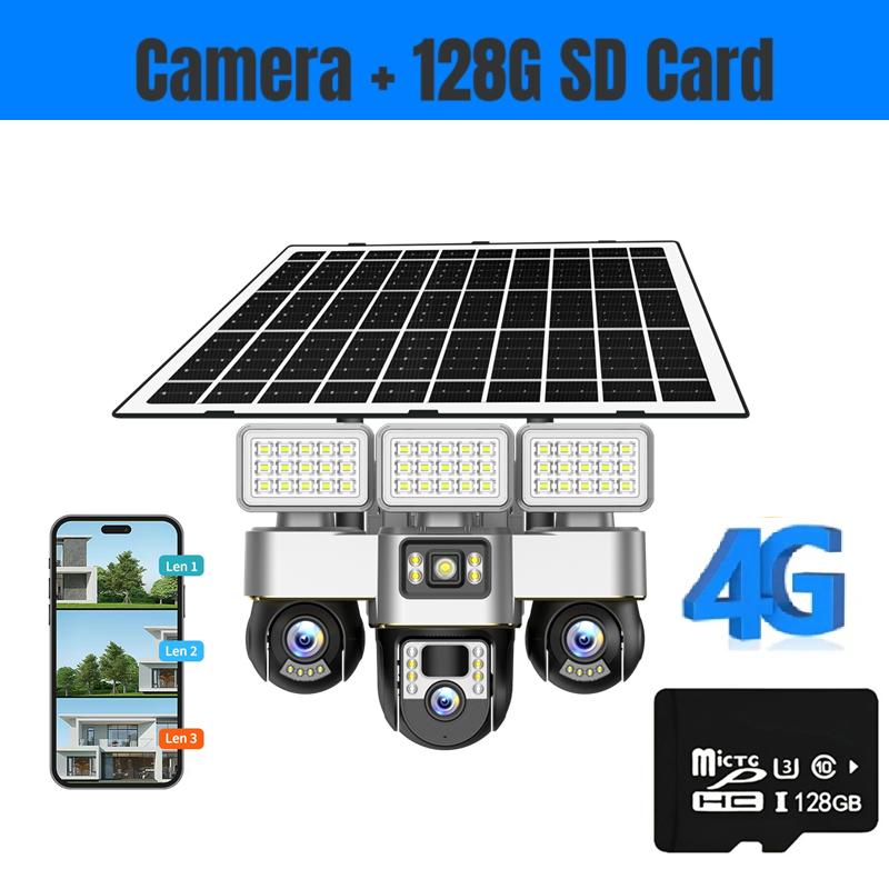 2-in-1 Solar Light & Camera – 3 Screens, 16000mAh, Wireless WiFi CCTV IP Camera, Night Vision Outdoor Surveillance