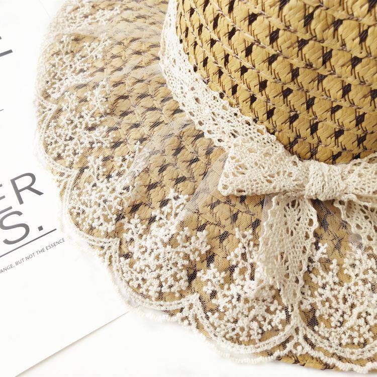 Fashion Children's Sweet Lace Straw Hat Baby Girl's Spring and Summer Wide Brim Sunhat Couple Mother