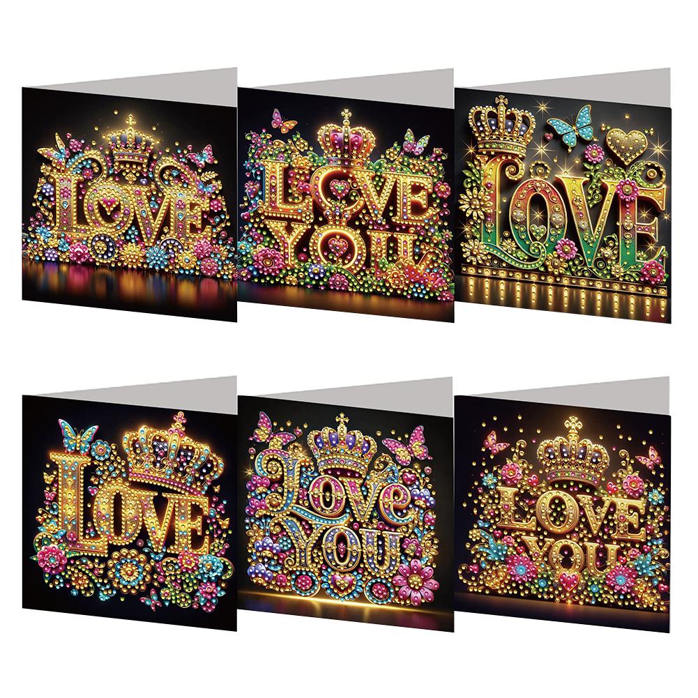 6pcs DIY Rhinestone Diamond Art Mosaic Postcards Xmas Theme Diamond Art Handmade Cards Creative Birthday & Thanksgiving Card Kit