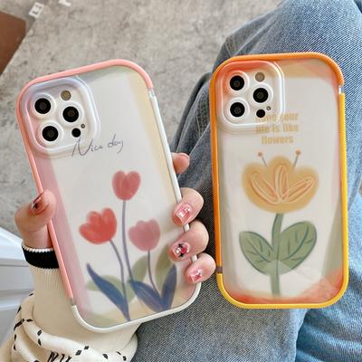 Ins Watercolor Tulip Flower Phone Case For Iphone 13 Pro Max 12 11 7 8 Plus Xr Xs Max Fundas Cover Shockproof Protector Coque