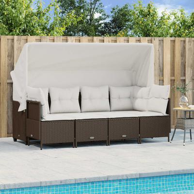Vidaxl 5-Cz. Garden Furniture Set With Cushions, Brown, Poly Rattan