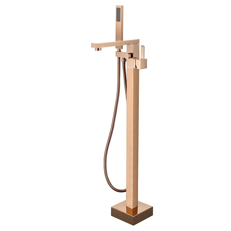 Gold Bathtub Shower Faucet Floor Standing Shower Bathtub Faucet Rose Gold Stand Bathtub Mixer Hand Shower Head Bath Mixer Shower