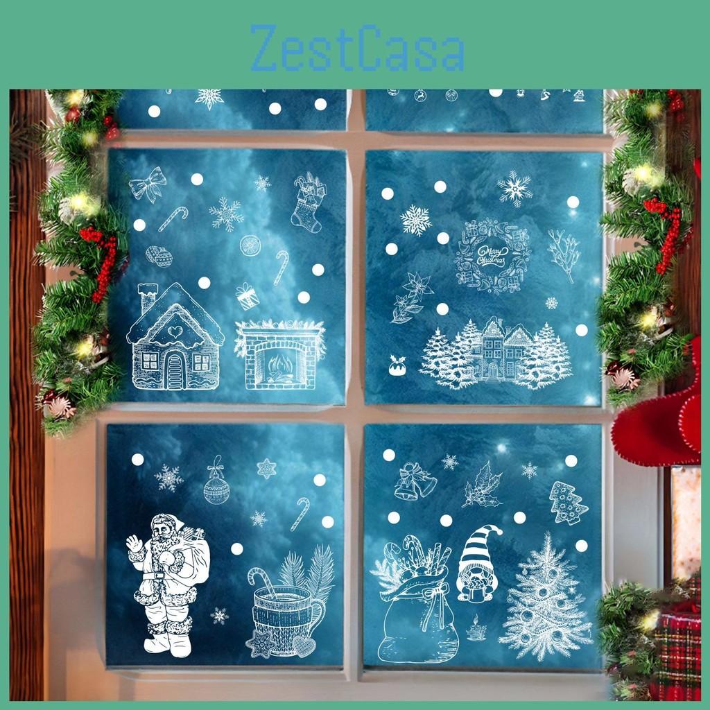Decals Xmas Window Pvc Snowflake Santa Static Stickers For Christmas Home Decor