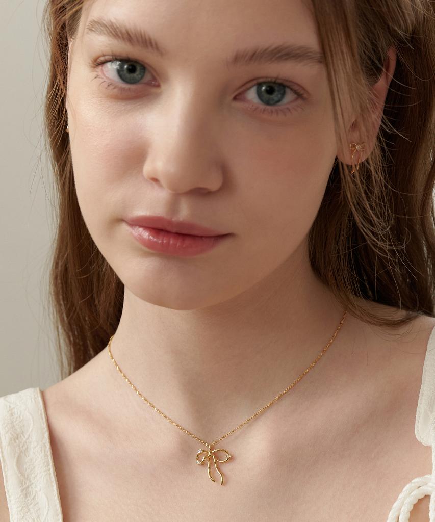 Tatiana (Silver 925) Glint Big Ribbon Necklace Nz2182