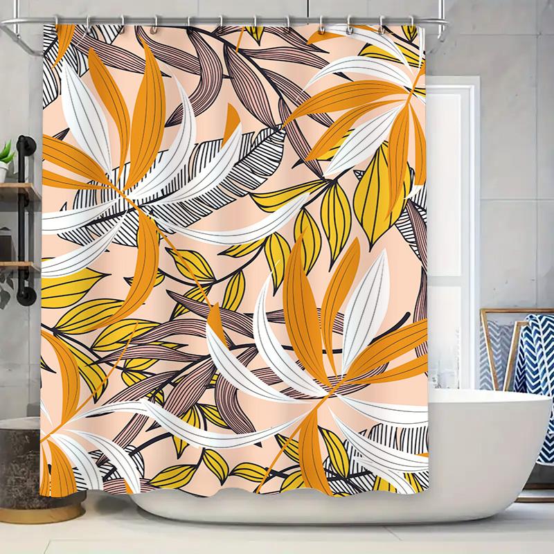 

Vintage Green Floral Bathroom Shower Curtain With Letter M High-Quality Waterproof Fabric Decorative Shampoo Gel Storage Bag W60H190(CM)-1 Pcs