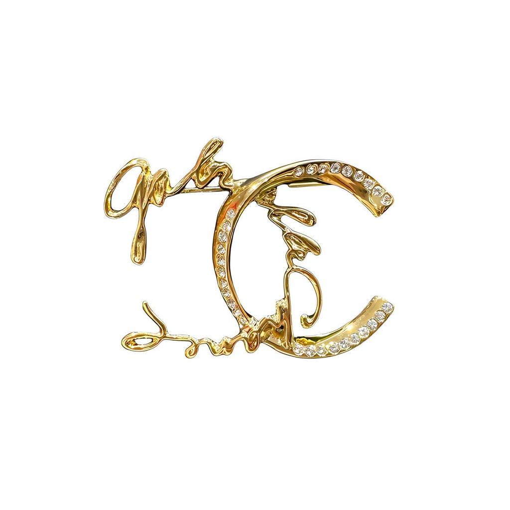 Chanel Double C Letter Hollow Splicing Irregular Brooch Women accessories Gold ABD433B16731NY227