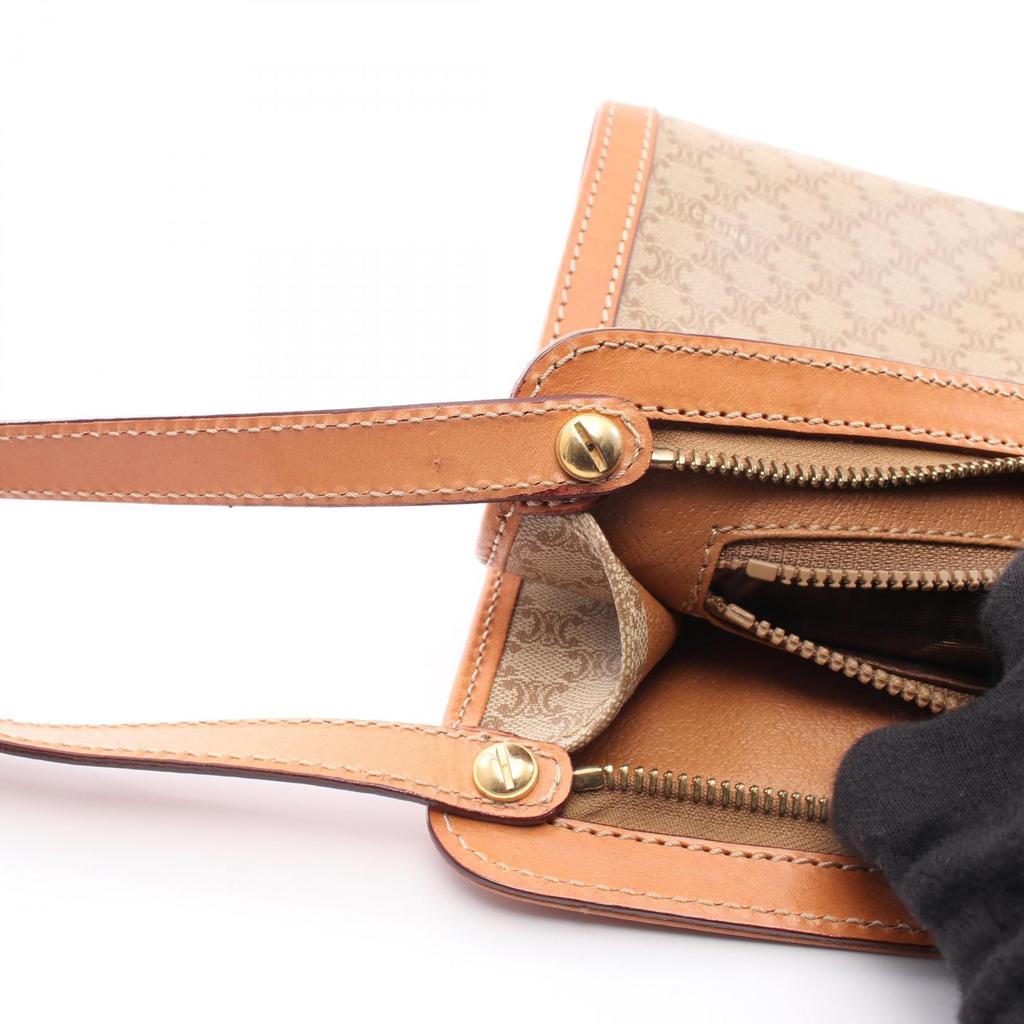 Used CELINE Macadam Business Bag Clutch Bag PVC Coated Canvas Leather Beige Brown Used Mens