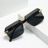 Box Sunglasses, Gu Shuangqiao Frameless Glasses, Wooden Temple Light Polycarbonate Frame, Half Frame Cut Edge Sunscreen Sunglasses