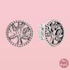 Sterling Tone Pendiente Sparkling Family Tree Stud Earrings Earrings Fit Earrings For Women Fine JewelryTrendy Stud
