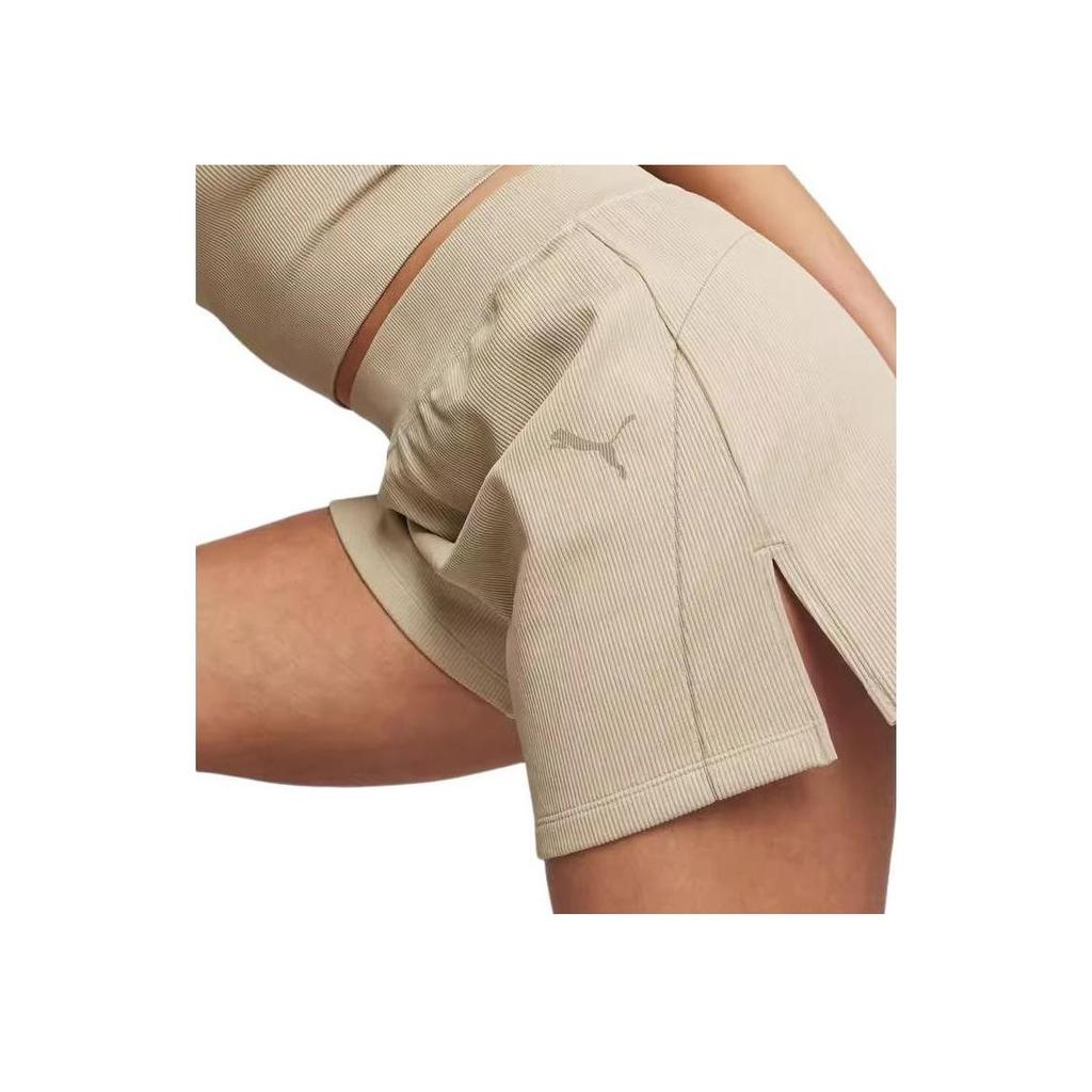 Puma Mid Rise Elastic Waist Flared Casual Shorts Women Shorts Off-White 627876-90