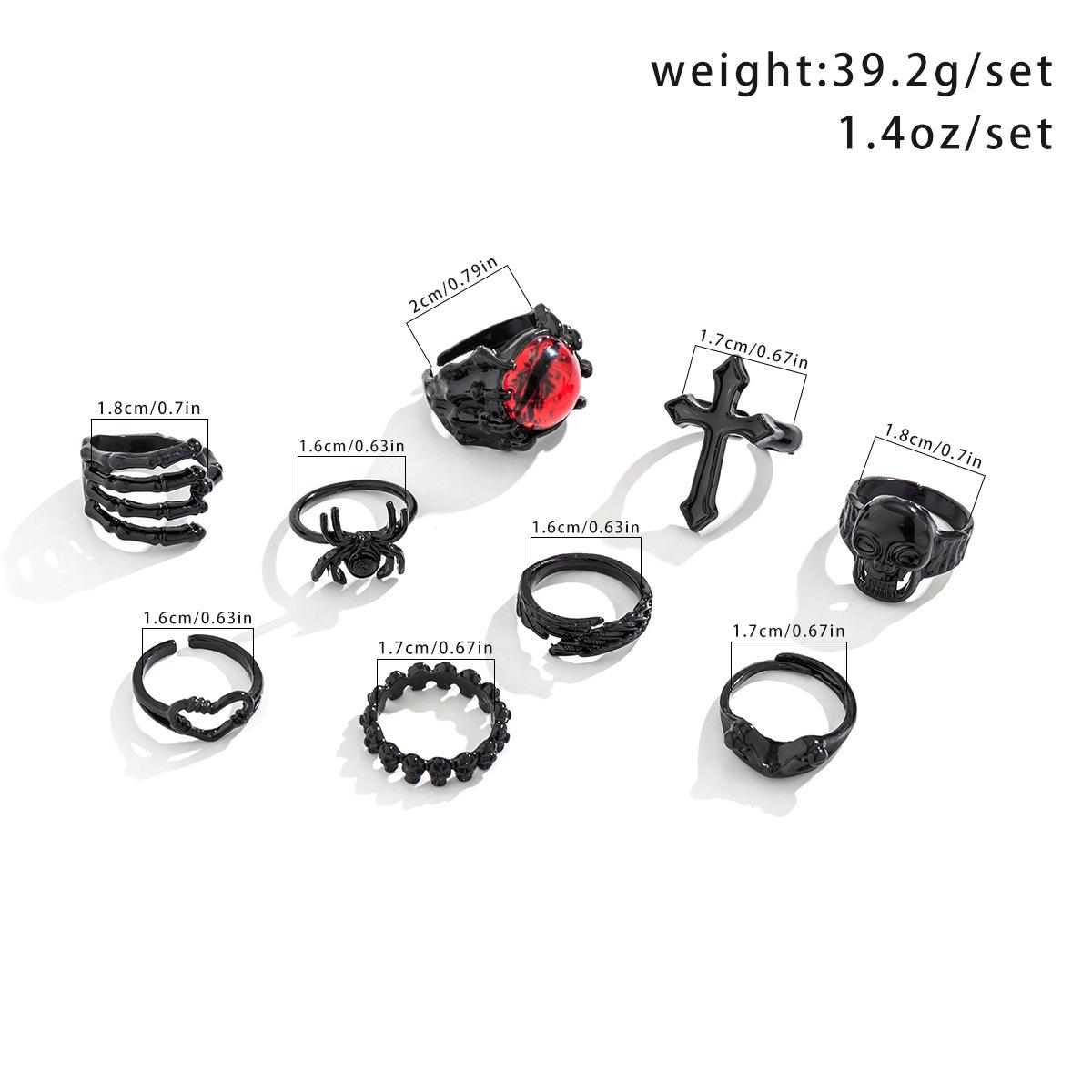 Men s Hip-hop Halloween Goth Ring Set, Niche Personality Versatile Stacked Ring