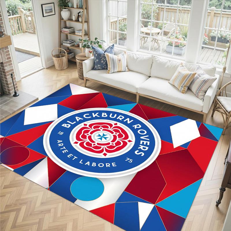 Blackburn Rovers Football Design Crystal Velvet Carpet Cozy Non?Slip Printed Rug For Bedroom Living Room Entrance