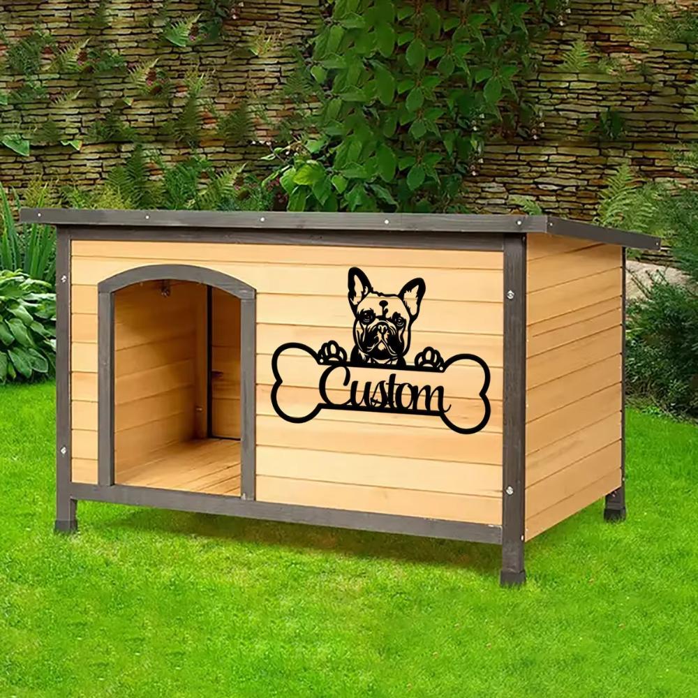 Personalized Metal Dog House Sign, Rustic Wall Decor for Pet Lovers, Unique Gift for Dog Owners, Outdoor Garden Art