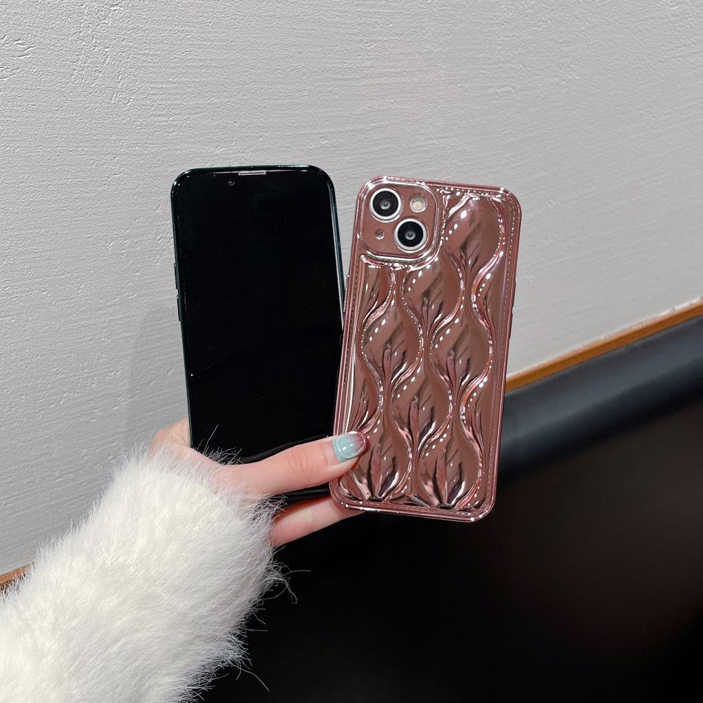 Electroplating Wavy Pattern Is Suitable for iPhone14Pro Max Mobile Phone Case Apple 15 New 12/13 Niche Style Ins