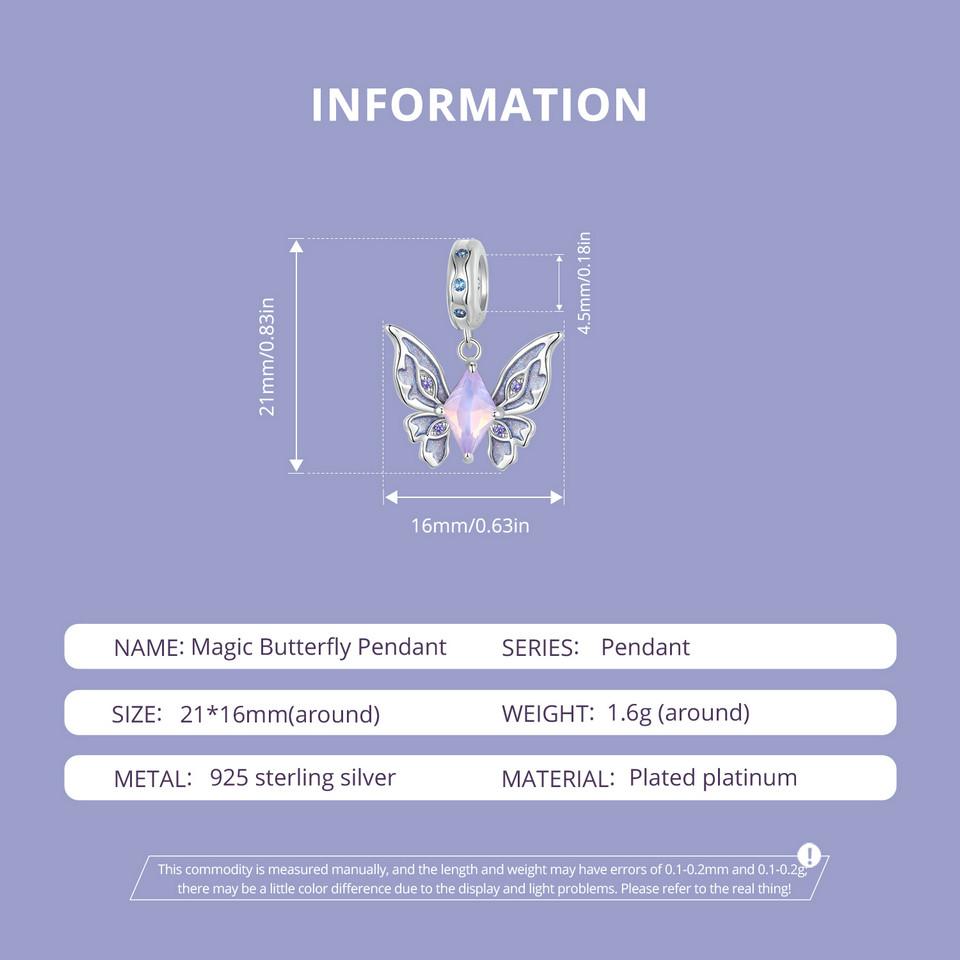 BAMOER 925 Sterling Silver Magic Butterfly Charms Sun and Moon Beads Fit Women Original Bracelets DIY Jewelry