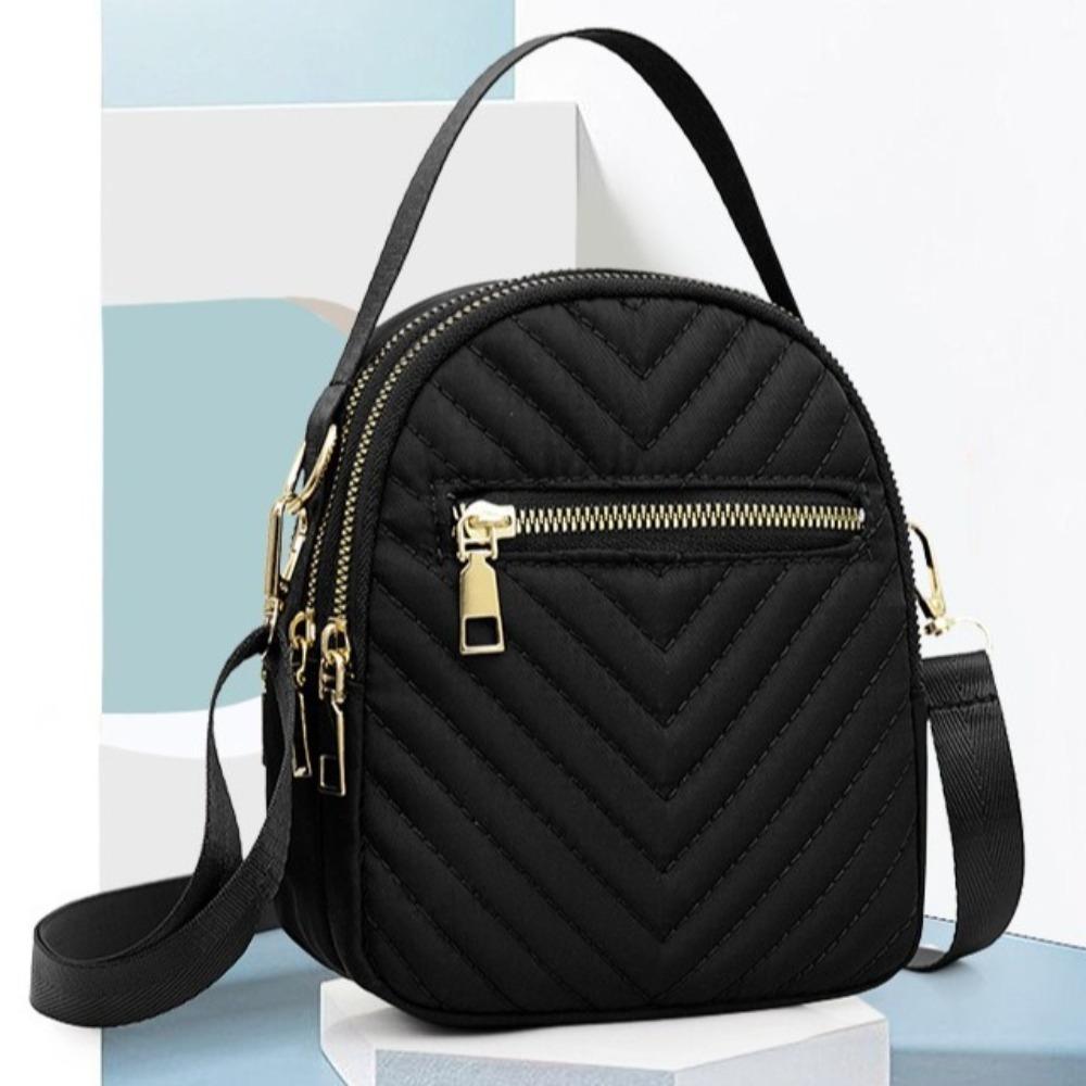 Oxford Shoulder Bag Solid Color Small Phone Bag Casual Zipper Crossbody Bag Storage Bag