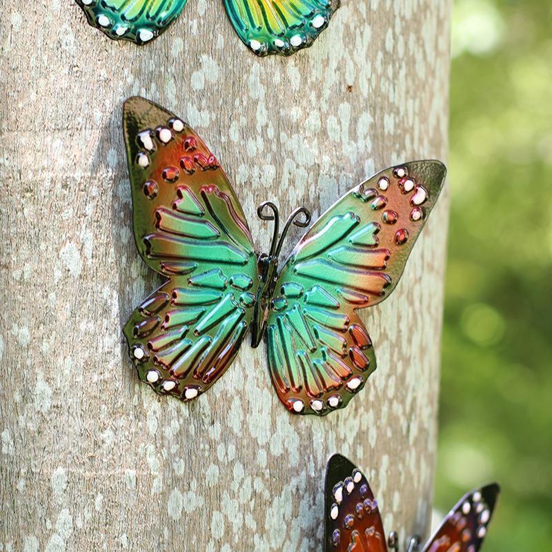 New 3D Metal Butterfly Decor For Outdoor Garden Decoration Animal Miniatures Statues Artwork Inspirational Sculpture Wall Decor