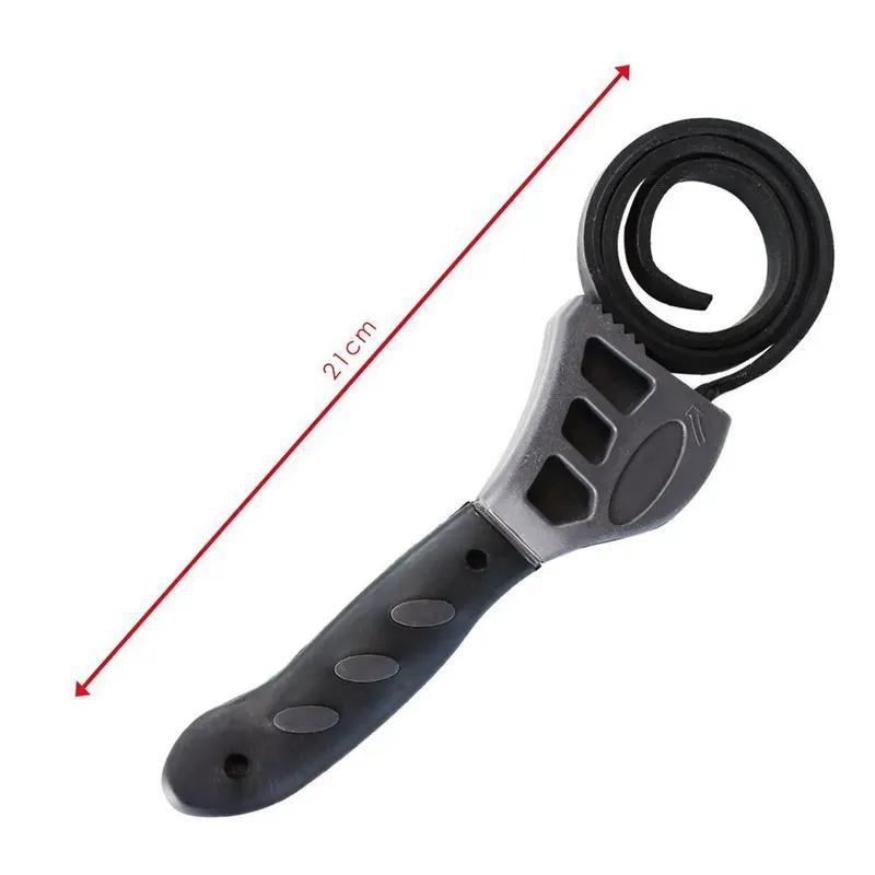 Universal 500mm Multitool Wrench Rubber Strap Adjustable Spanner for Any Shape Opener Tool Black Belt Wrench Auto Tools