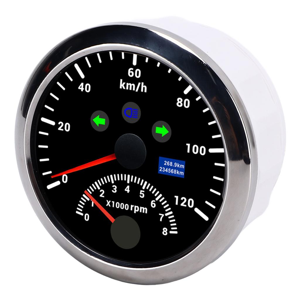 85mm 120kmh GPS Speedometer 0?8000rpm Tachometer Gauge LCD Red Backlight for Car Boat Yacht RV