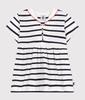 Petit Bateau Short Sleeve Dress Size 18 81cm A0CNZ, Off-White/Navy, Months,