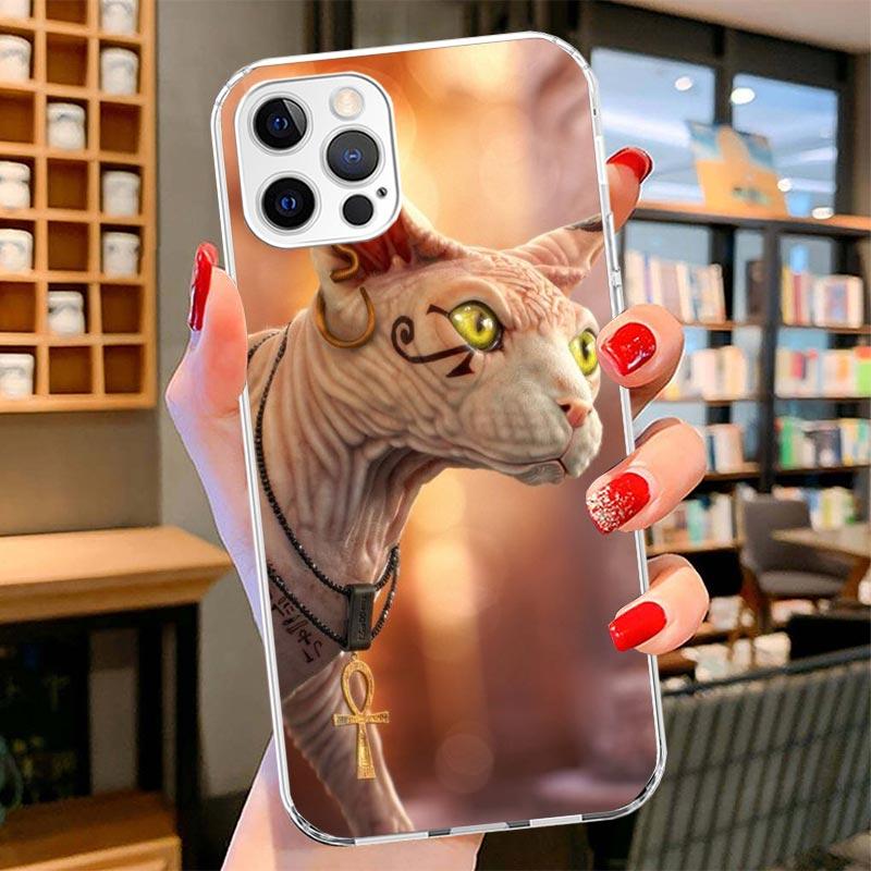 Lavaza Sphynx Sphinx Cat Cover Phone Case For iPhone 16 17 Air 15 14 Pro Max 16E Phone Case 13 Mini 12 11 7 SE 8 Print Pattern F