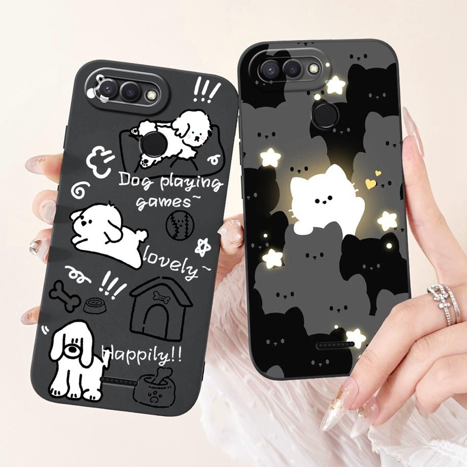 For Xiaomi Redmi 6 6A Case Soft Matte Silicone Capa Goothic Style Cartoon Panda Flower Back Cover For Redmi6 Redmi6a Coque Funda
