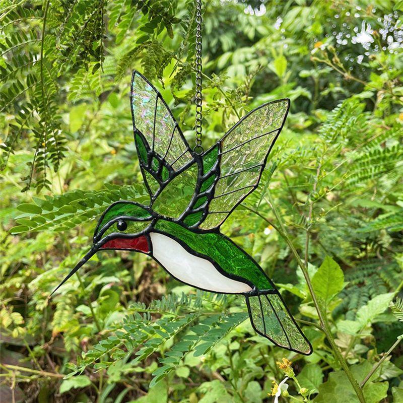 M-Modern-Bird Stained Glass Window Hanging Handmade Home Decor Bird Decoration For Garden Window Hanging