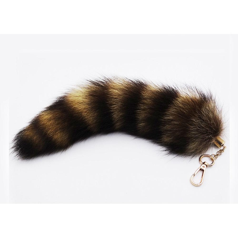 Fox Racoon Fur Tail Keychain Exaggerated Berserk Cute Chain Bags Charm Animal Couple Handbag Gift Pendant Key lanya Accessories
