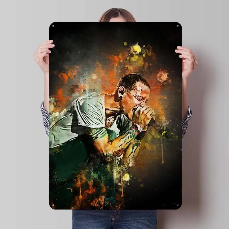Metal Rock Chester Bennington Signs Music Posters Gaming Room Decoration Man Vintage Tinplate Sign For Wall Art Decoration Retro