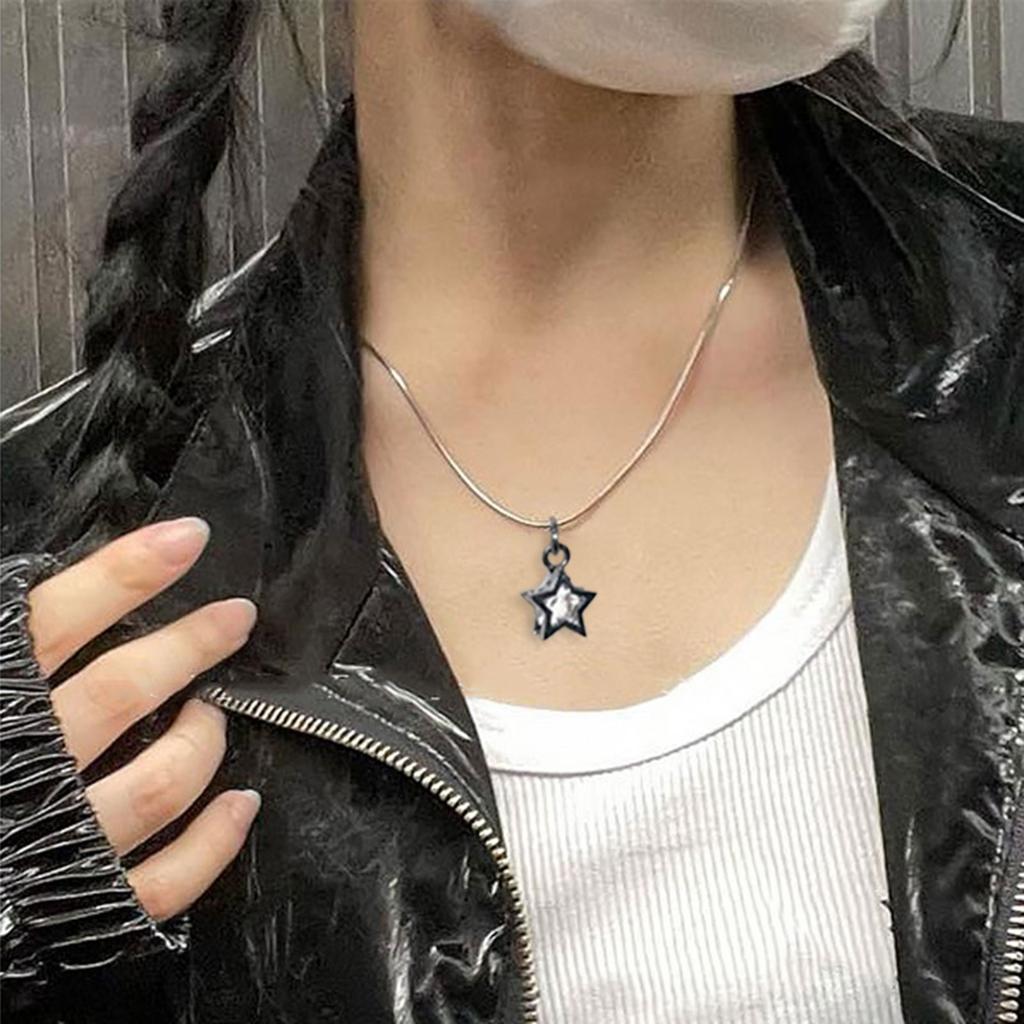 Fünfzackiger Stern Halskette Handgefertigter Anhänger Halsketten Punk Choker Kette Mode Halsband Geschenk für Teenager Mädchen Jungen