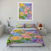 3Pcs Rainbow Morning Glory Meadow Bedding Set Realistic Pastel Flower Field Print Duvet Cover 2 Pillowcases King Queen Gift
