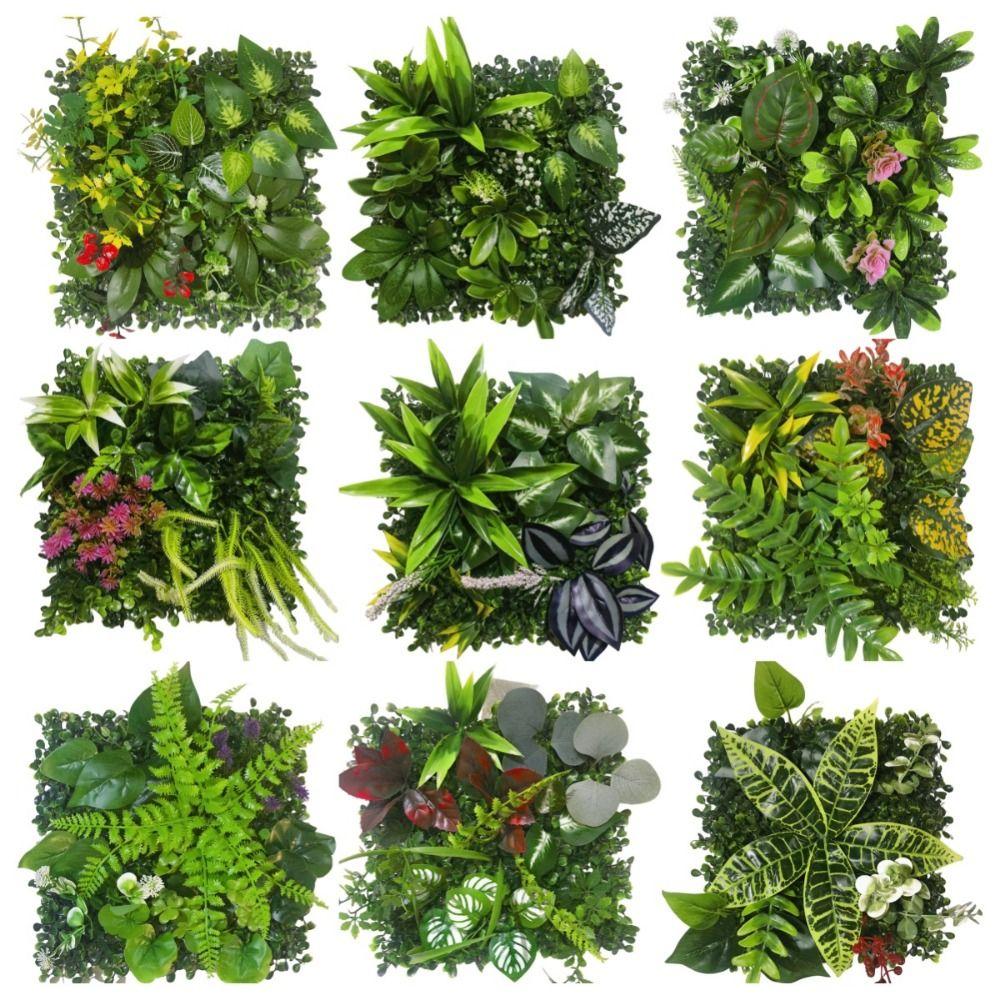 Grüne künstliche Pflanze Wandrasen 25*25cm DIY Kunstrasenmatte Blumenwandpaneel Kunststoff DIY Pflanzenpaneel Heimdekoration