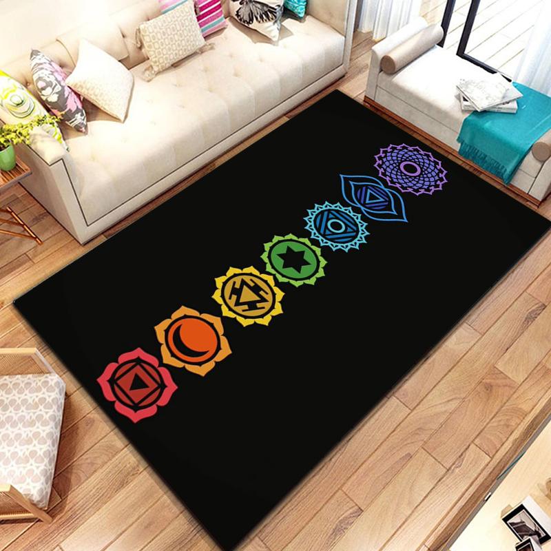 

Rainbow 7 Chakra Mandala Bohemia Area Rug,Carpet Rug for Living Room Bedroom Sofa Doormat Decor,Yoga Soft Non-slip Floor rugs 40x60cm