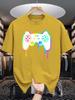 Unisex Crew Neck Tee Colorful Dripping Game Controller Graphic Print Soft Cotton Loose Breathable Short Sleeve Summer Casual Tops