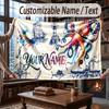 Octopus Sea Life Theme Throw Blanket Custom Name Text Personalized Blanket Soft Cozy Blanket for Home Sofa Bed