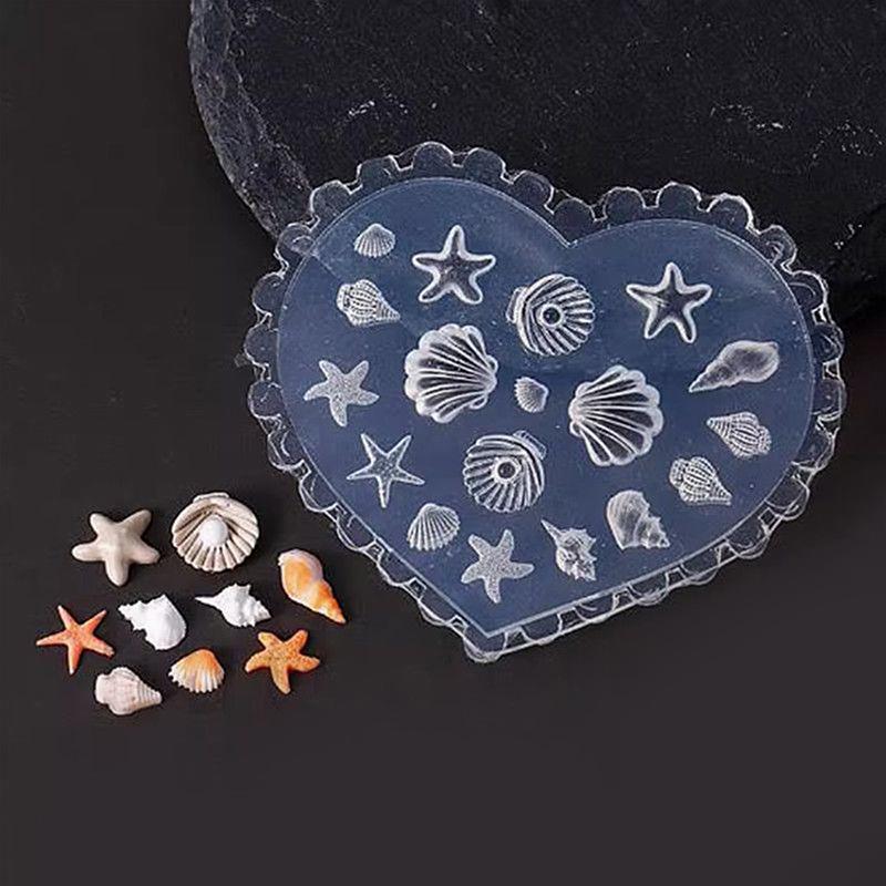 1 Piece Cute Sea Conch Jellyfish Nail Art Moulds Ocean Theme 3D Silicone Nail Carving Mold Marine Creature Crafting Diy Tool