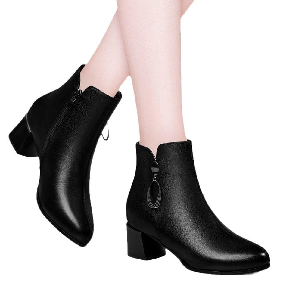 Women Boots Winter Boots Thick-heeled Shoes Cotton Boots Keep Warm Ankle Boots Non-slip Mother Shoes Women Thick-soled Winter Boots Shoes Plus Velvet