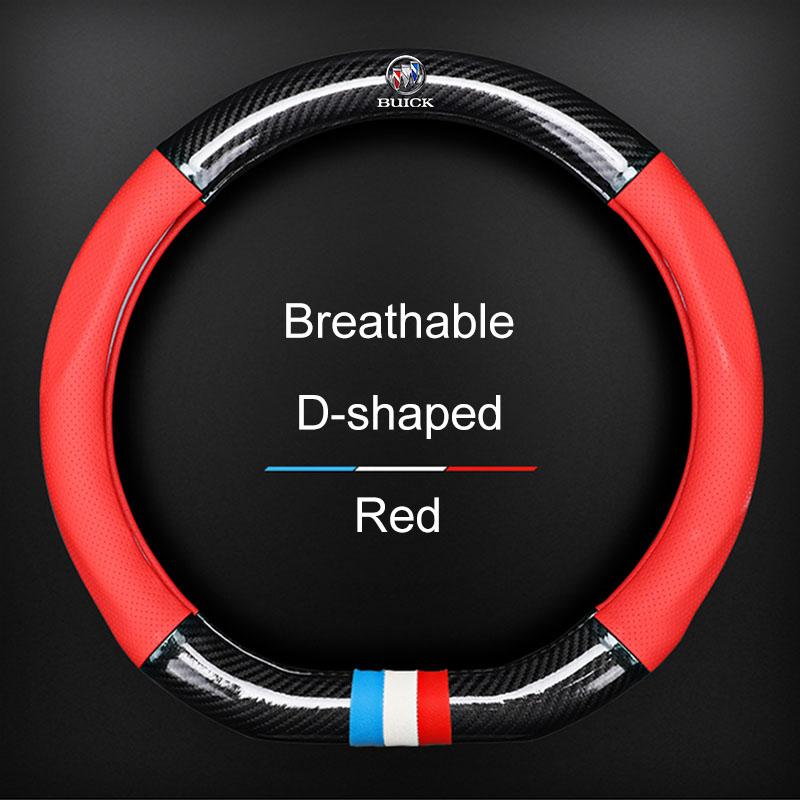 

Car Steering Wheel Cover Breathable Anti Slip PU Leather Steering Cover For Buick Enclave Regal Lacrosse Encore Excelle Envision Car Accessories Type D Red