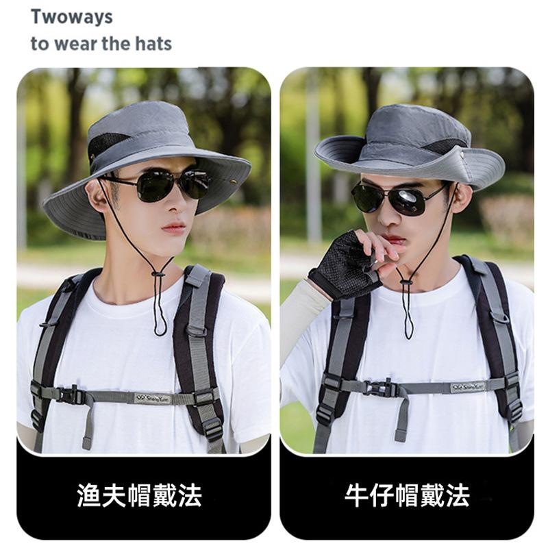 Western cowboy climbing hat bucket hat climbing desert sun protection hat women's outdoor hiking sun men's sunshade big brim